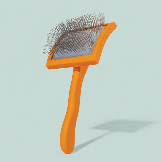 Slicker Brush, a fluff and finish dog brush for doodles and curly coats