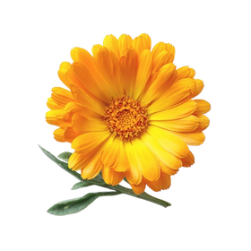 Yellow flower with green stem on a white background