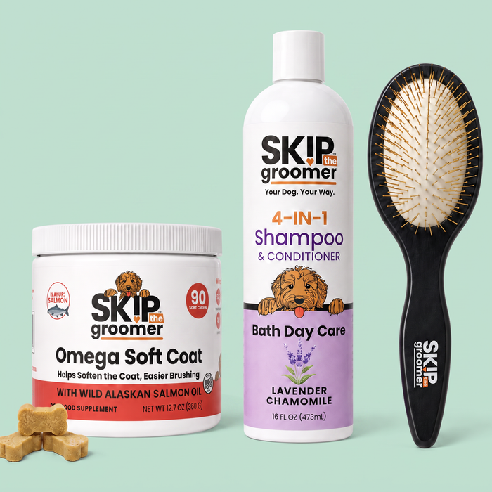 Complete Coat Care — Shampoo, Pin Brush + Salmon Oil Chews