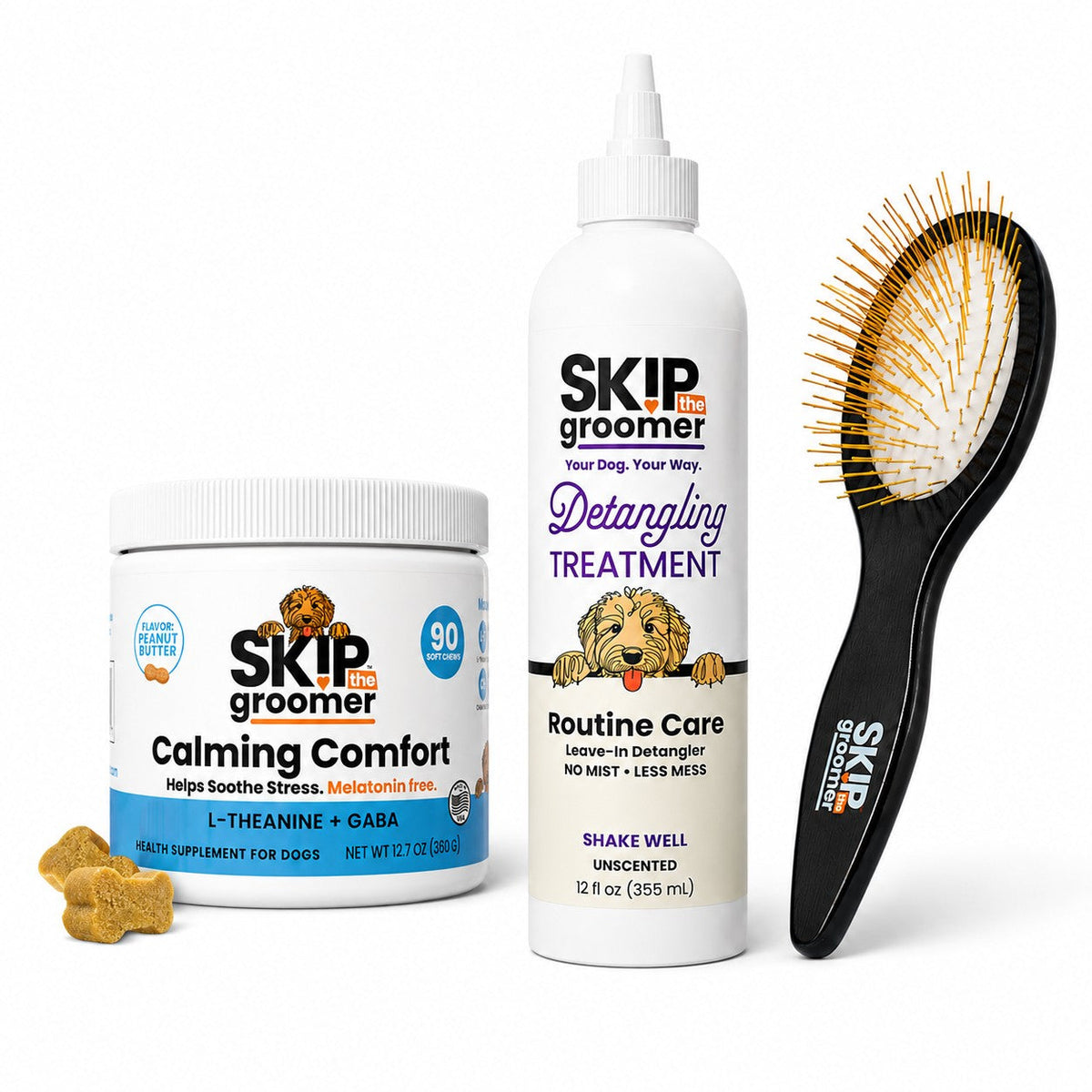 Chill & Detangle — Detangler, Pin Brush + Calming Chews