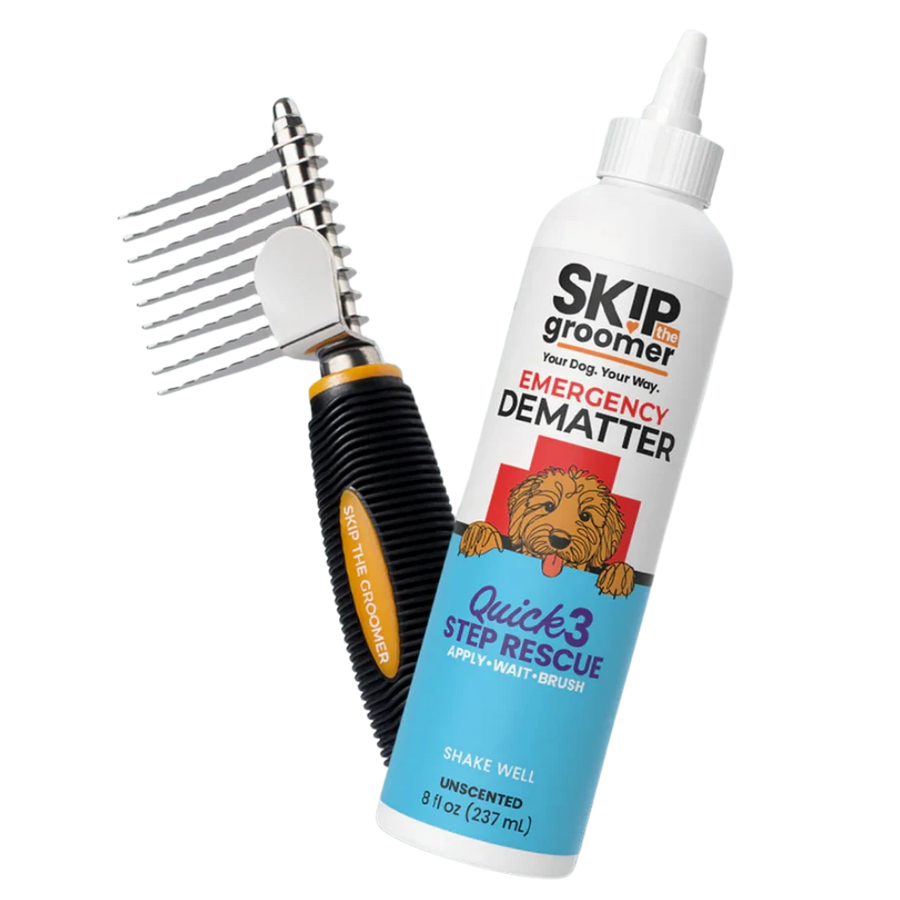 Emergency Dematter Cream and Rake Brush, the Save the Shave set